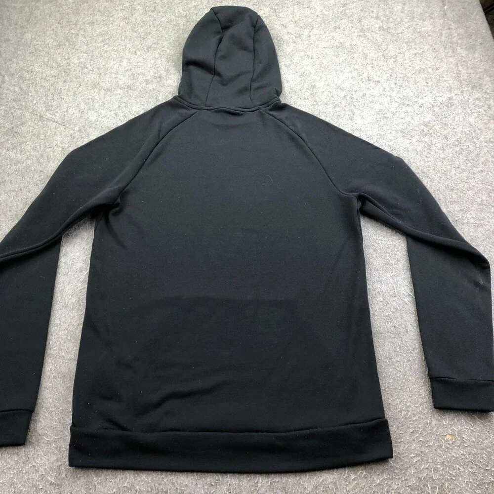 Nike Hoodie Mens Medium Black Pullover Dri Fit Sweatshirt Big Swoosh Logo Front